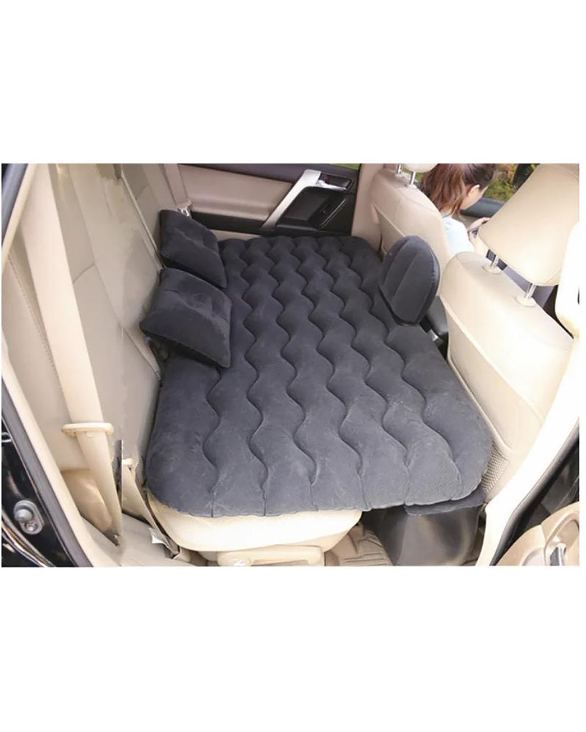 Auto Luftmatratze Auto Aufblasbare Reisematratze Bett Universal Rücksitz Sofa Kissen Outdoor Camping Kissen Auto Matratze(Black) von LAYYSD