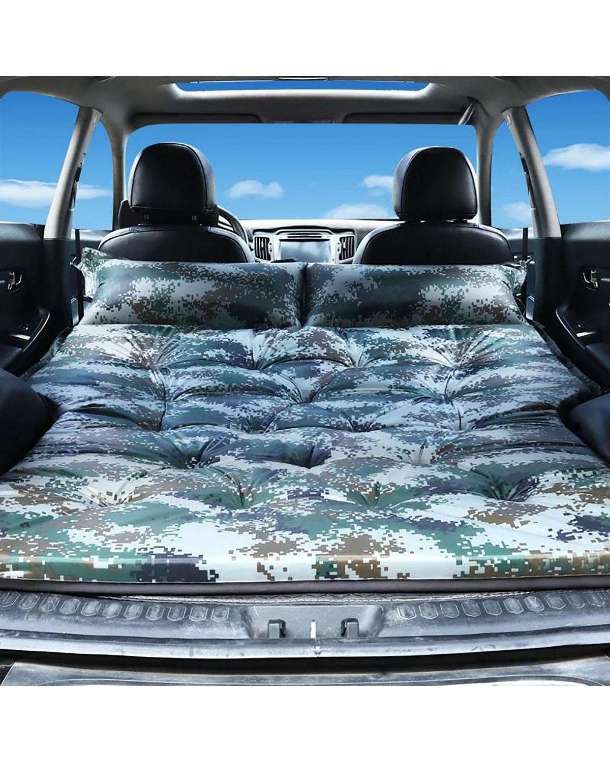 Auto Luftmatratze Auto Automatische Aufblasbare Luftmatratze SUV Spezielle Luftmatratze Auto Bett Erwachsene Schlafsack Matratze Auto Matratze(Camouflage) von LAYYSD