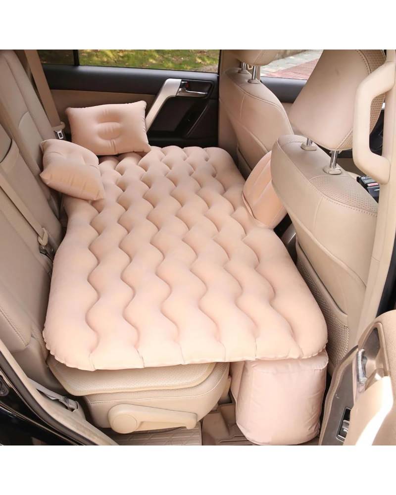 Auto Luftmatratze Auto Luft Aufblasbare Reise Matratze Bett Universal Für Funktionale Sofa Kissen Outdoor Camping Matte Kissen Bett Aufblasbare Matratze Auto Matratze(Beige) von LAYYSD