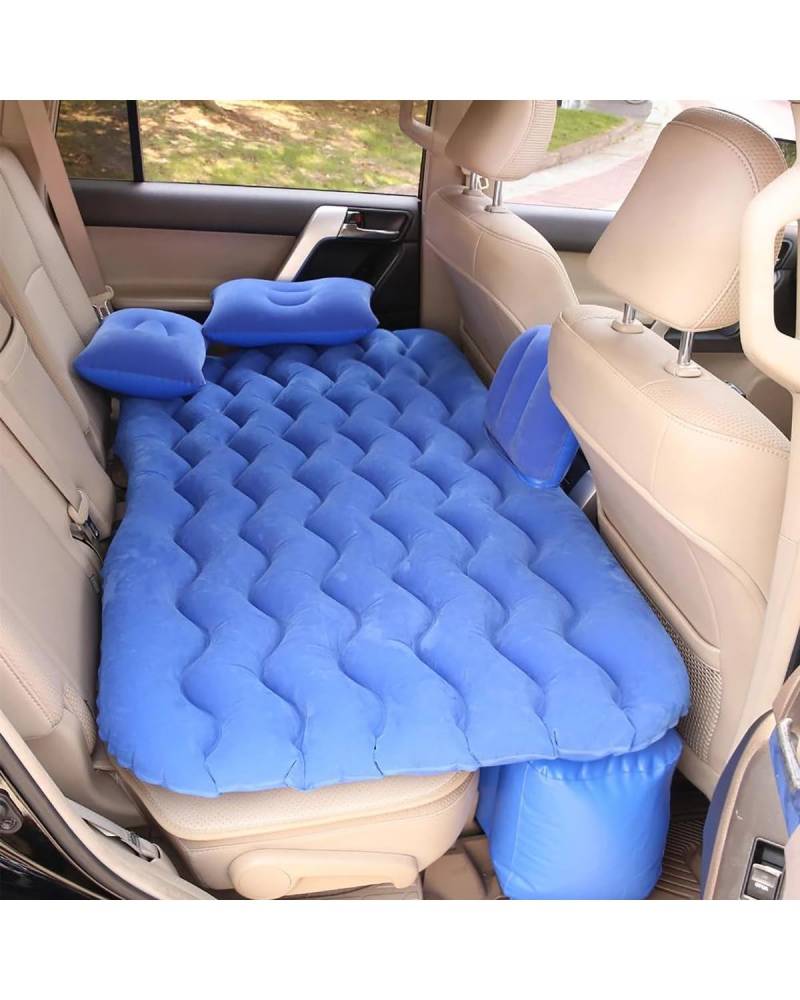 Auto Luftmatratze Auto Luft Aufblasbare Reise Matratze Bett Universal Für Rücksitz Multi Funktionale Sofa Kissen Outdoor Camping Matte Kissen Auto Matratze(Blue) von LAYYSD