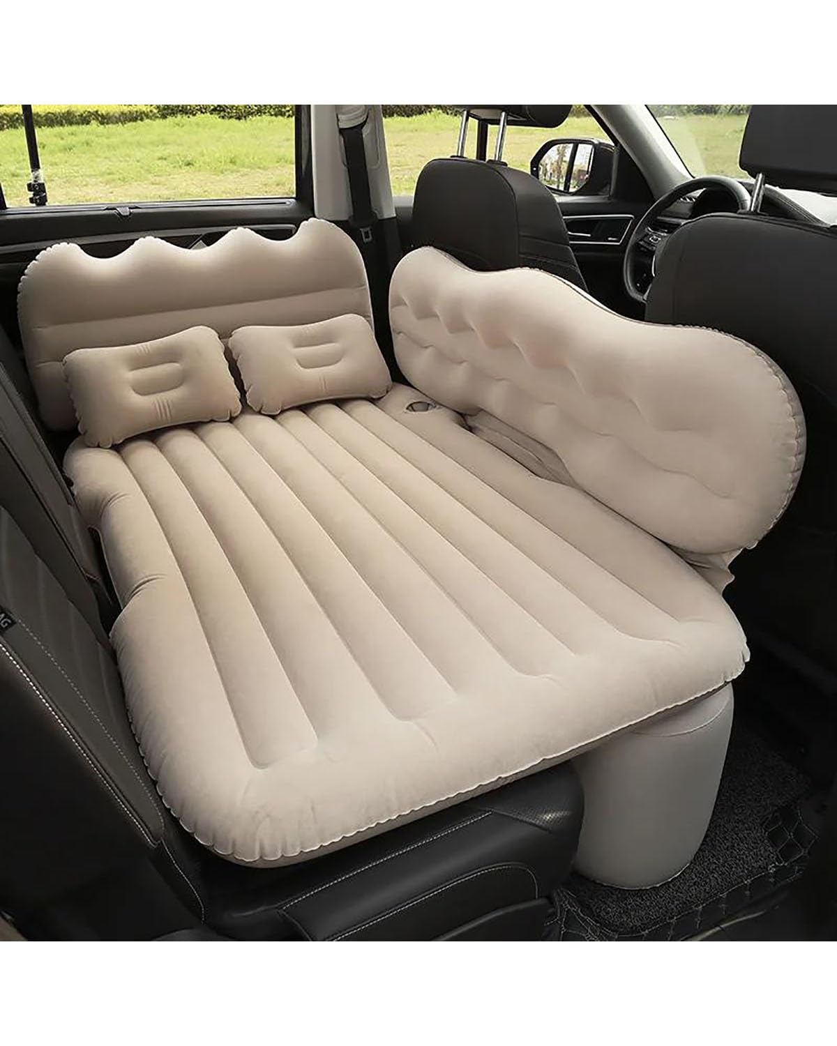 Auto Luftmatratze Auto Reise Bett Automatische Luft Matratze Isomatte Aufblasbare Rücksitz Bett Outdoor Kissen Camping Sofa Bett Zubehör Für Auto Auto Matratze(Beige) von LAYYSD