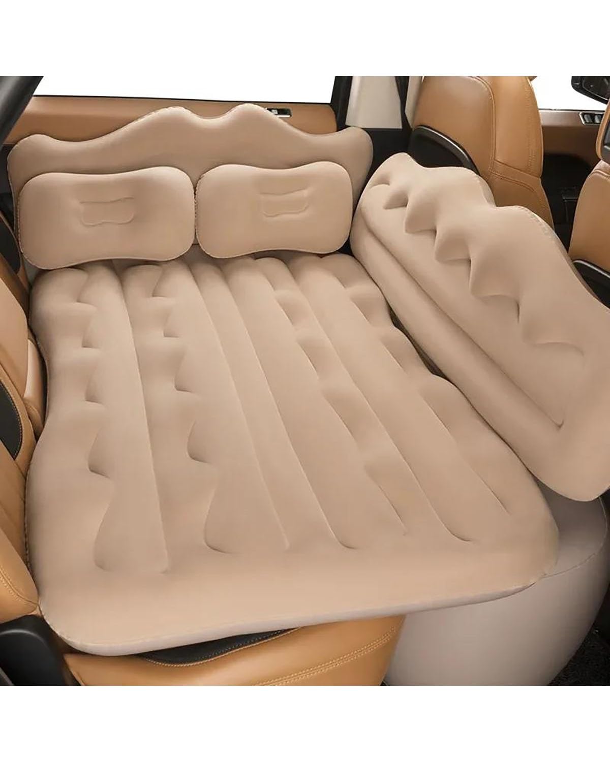 Auto Luftmatratze Auto Reise Bett Luft Aufblasbare Matratze Rücksitz Rest Kissen Schlafen Betten Camping Sofa Universal Aufblasbare Couch Zubehör Auto Matratze(Beige) von LAYYSD