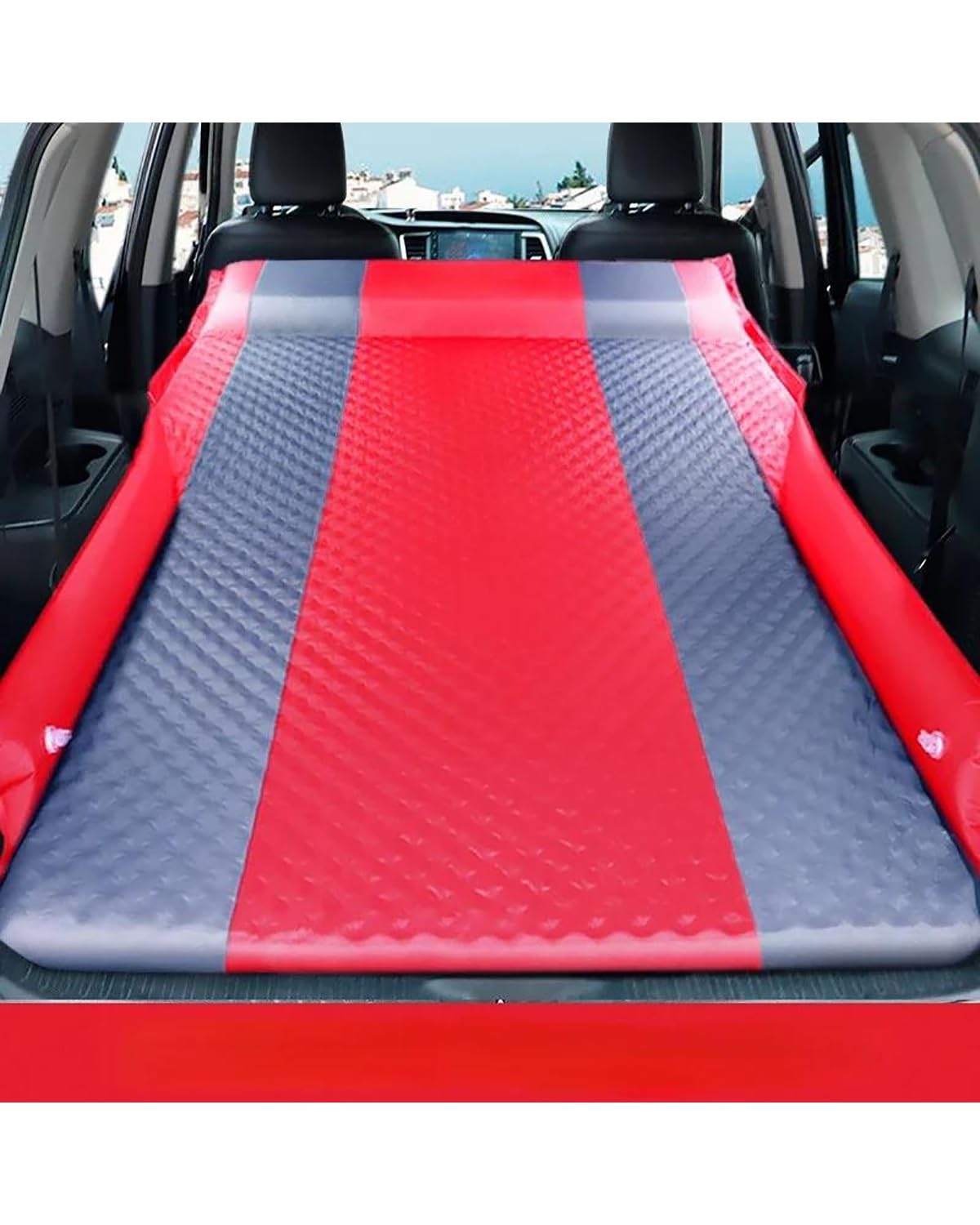 Auto Luftmatratze Auto Reisebett Kofferraum SUV Nicht Aufblasbare Isomatte Luftbett Schwamm Faltbare Doppelmatratze Camping Camp Sofa Outdoor Kissen Auto Matratze(Watermelon red) von LAYYSD