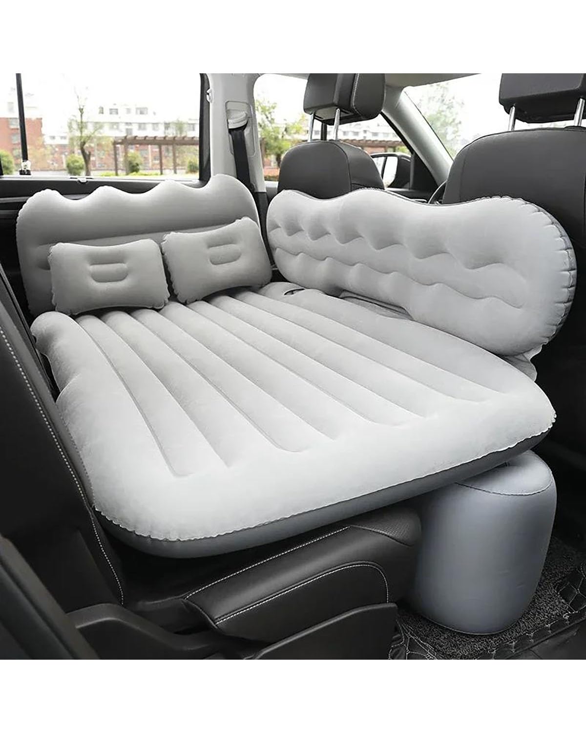 Auto Luftmatratze Auto Reisen Bett Matratze Automobil Hinten Beflockung Aufblasbare Bett Camp Sofa Schlaf Matte Sofa Blow Up Bett Zubehör Auto Matratze(Grey) von LAYYSD