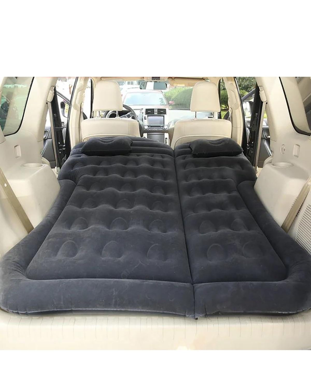 Auto Luftmatratze Für SUV Erwachsene Selbstfahrende Reisen Outdoor Camping 175 * 130 cm Auto Reise Bett Automatische Aufblasbare Beflockung Tuch Luft Matratze Auto Matratze(Black) von LAYYSD