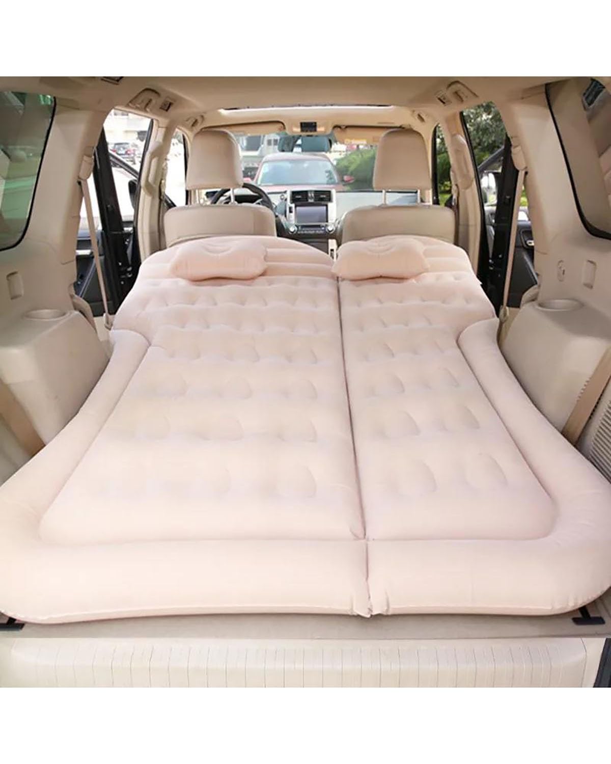 Auto Luftmatratze Für SUV Erwachsene Selbstfahrende Reisen Outdoor Camping 175 * 130 cm Auto Reise Bett Automatische Aufblasbare Beflockung Tuch Luft Matratze Auto Matratze(White) von LAYYSD