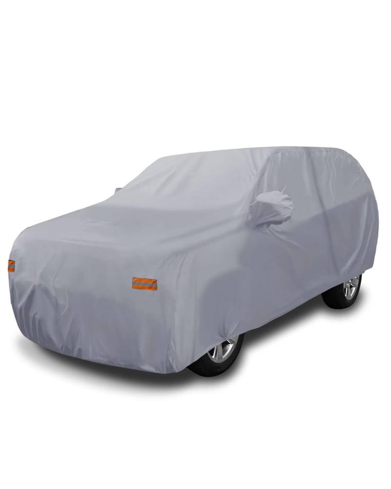 Auto abdeckplane Für Tahoe 4-Türer 2007–2020 SUV-Abdeckung, Wasserdicht, Sonne, Regen, Wind, Schnee, 190T PU Mit Türreißverschluss abdeckplane Auto(Gray) von LAYYSD