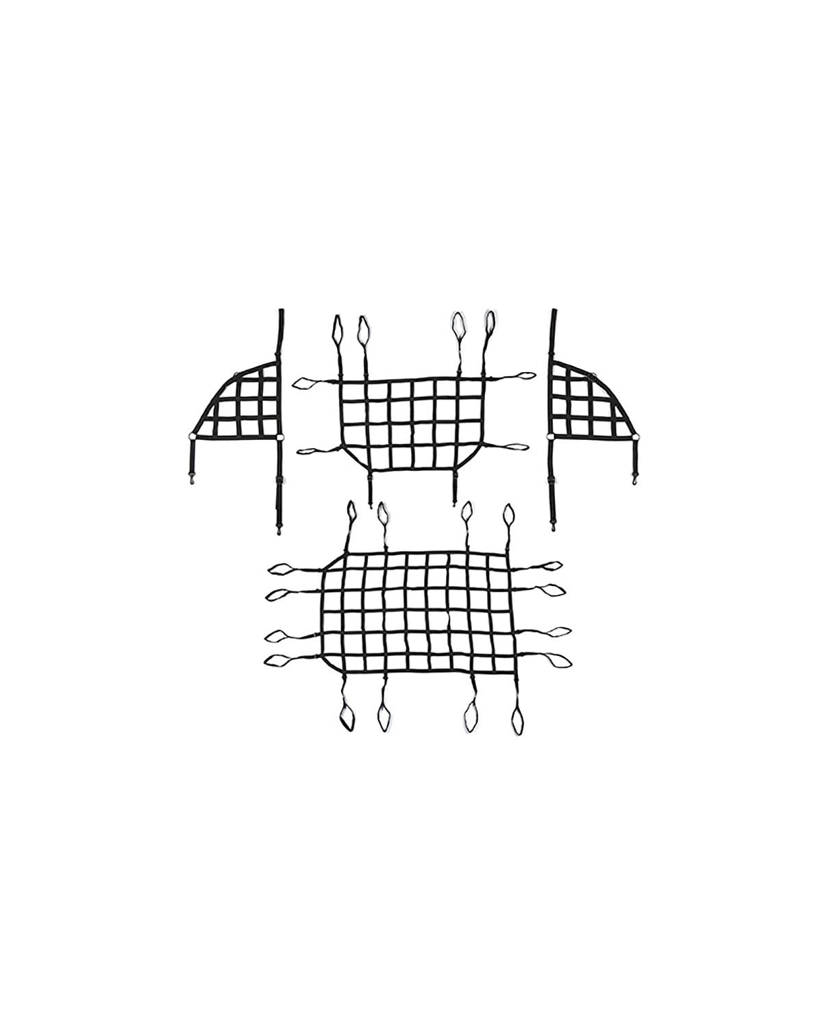 Gepäcknetz Auto Für Wrangler JK JL 2007-2023 Auto Stamm Dach Gepäck Träger Fracht Korb Trail Net Kofferraum Organizer(Black 4 pcs JL) von LAYYSD