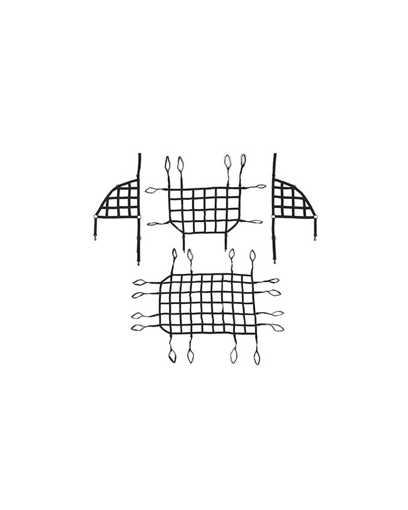 Gepäcknetz Auto Für Wrangler JK JL 2007-2023 Auto Stamm Dach Gepäck Träger Fracht Korb Trail Net Kofferraum Organizer(Black 4 pcs JL) von LAYYSD