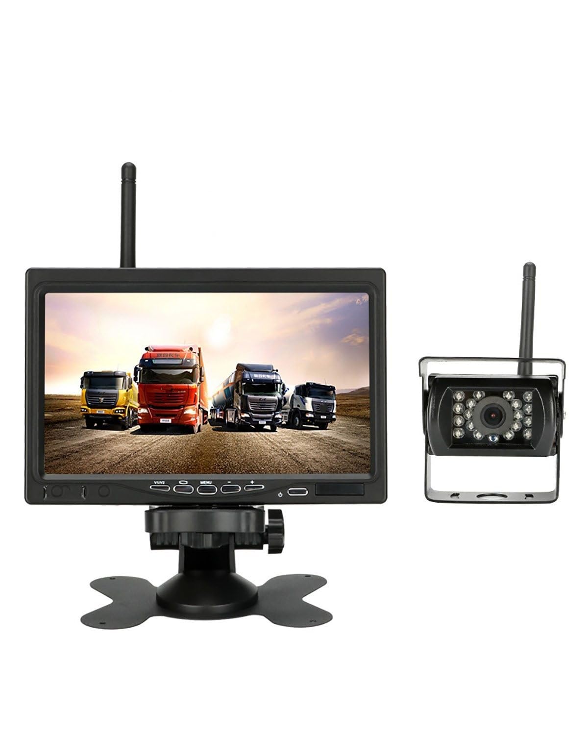 Rückfahrkamera 7 Zoll AHD 1080P Auto-Monitor Rückfahrkamera Luftfahrtkopf Wasserdicht 4-polige Kamera Erntemaschine LKW 12–24 V Umgekehrtes Bild Kamera hinten(with 1 Camera) von LAYYSD