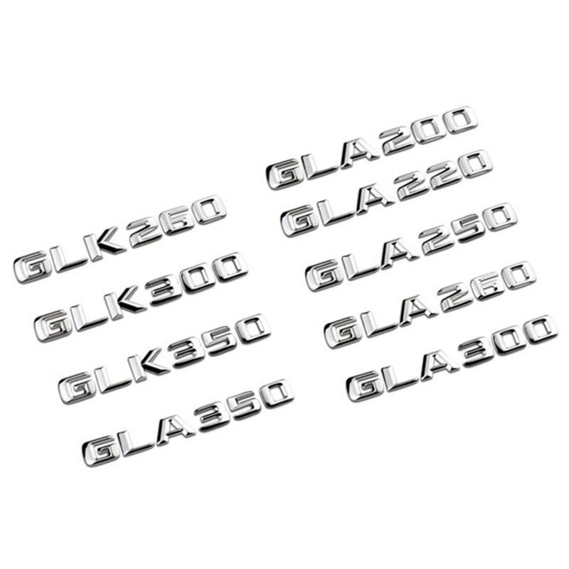 LAZIRO 3D ABS Auto Heckkoffer Emblem Abzeichen GLK GLA 200 220 250 260 300 350 Aufkleber passend for Mercedes X156 X164 X204 H247 W167 Zubehör (Color : Convex Chrome Silver, Size : GLA 220) von LAZIRO