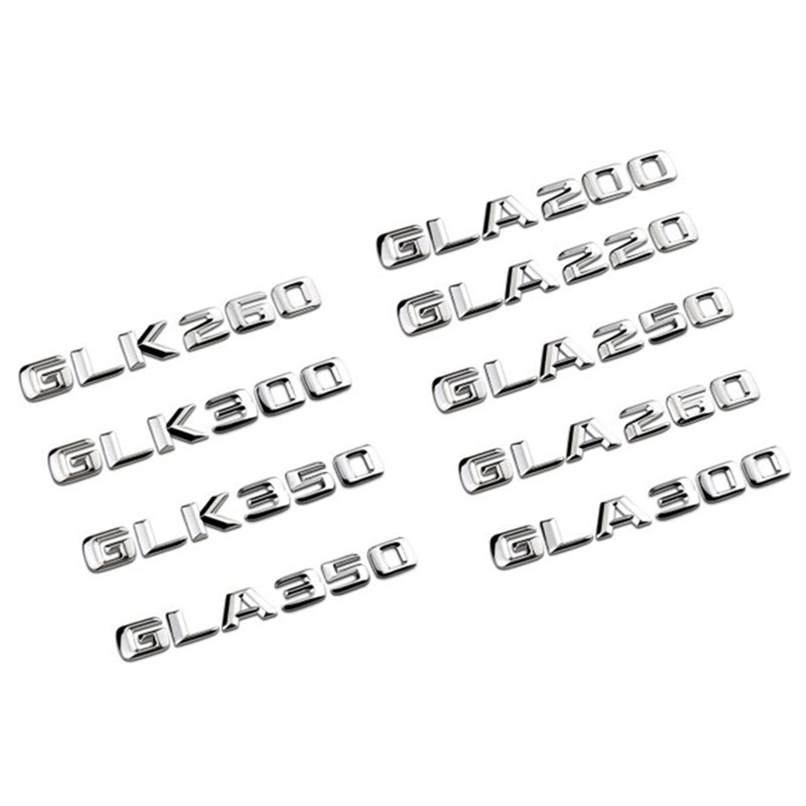 LAZIRO 3D ABS Auto Heckkoffer Emblem Abzeichen GLK GLA 200 220 250 260 300 350 Aufkleber passend for Mercedes X156 X164 X204 H247 W167 Zubehör (Color : Convex Chrome Silver, Size : GLK 200) von LAZIRO
