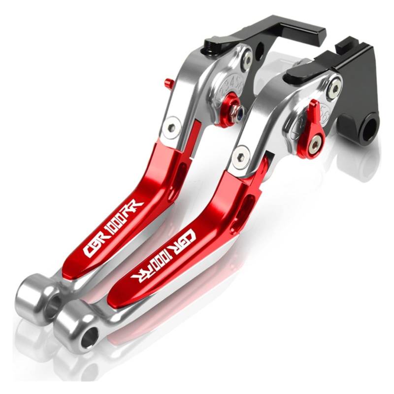 LBLIRESP Replacement for Hon Da CBR1000RR CBR 1000RR 2004 2005 2006 2007 Motorrad Einstellbare Ausziehbare Faltbare Bremskupplungshebel CBR 1000 RR(Silver+Red+Silver) von LBLIRESP