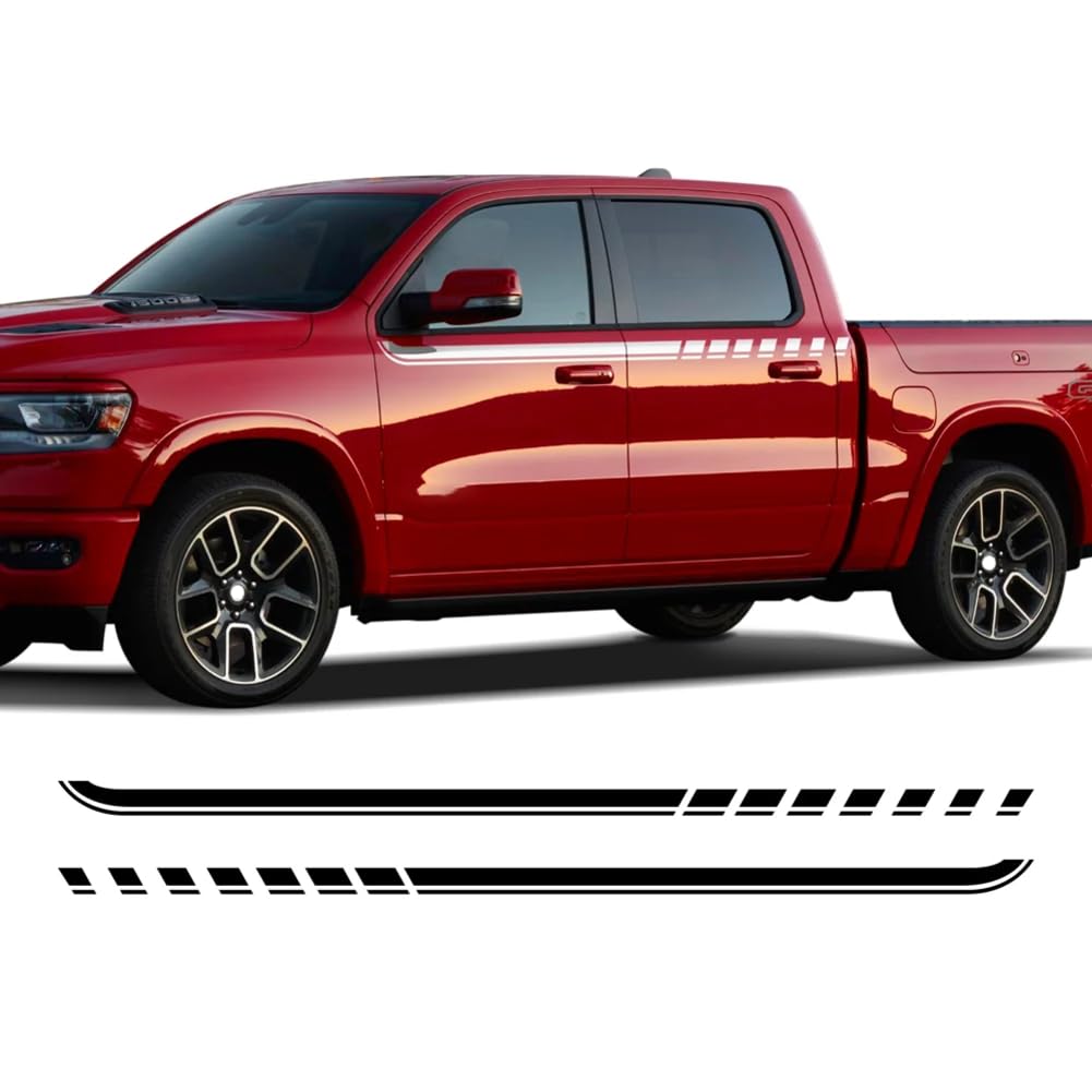 2 Stück Autokarosserie-Aufkleber für die obere Taillenlinie, seitliche Rennstreifen, Rockaufkleber, für Dodge Ram 1500 TRX, für Classic 2500 3500 CAB 2009-2022 von LBRYVTCE