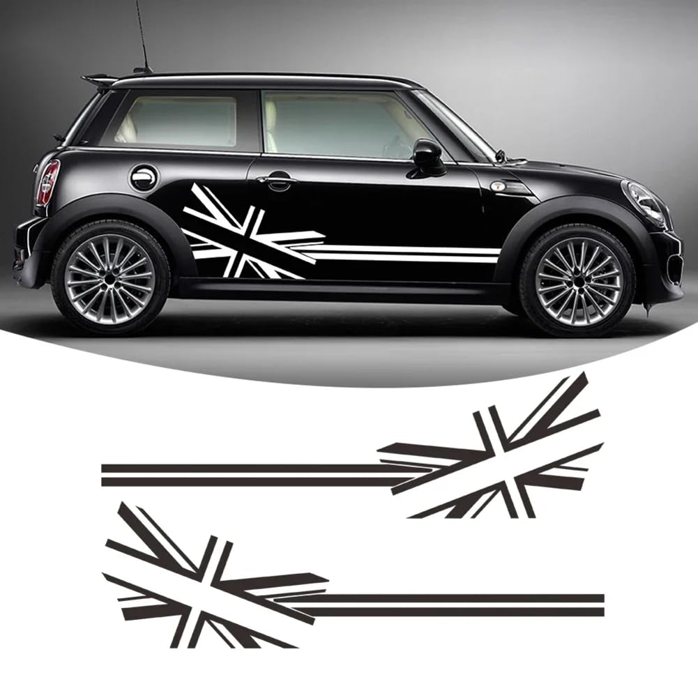 2 Stück Autotür-Seitenstreifen-Rock-Aufkleber Union Jack Flag Styling Graphics Body Decal, für M=INI, für C=ooper S R56, für One, für JCW-Zubehör von LBRYVTCE