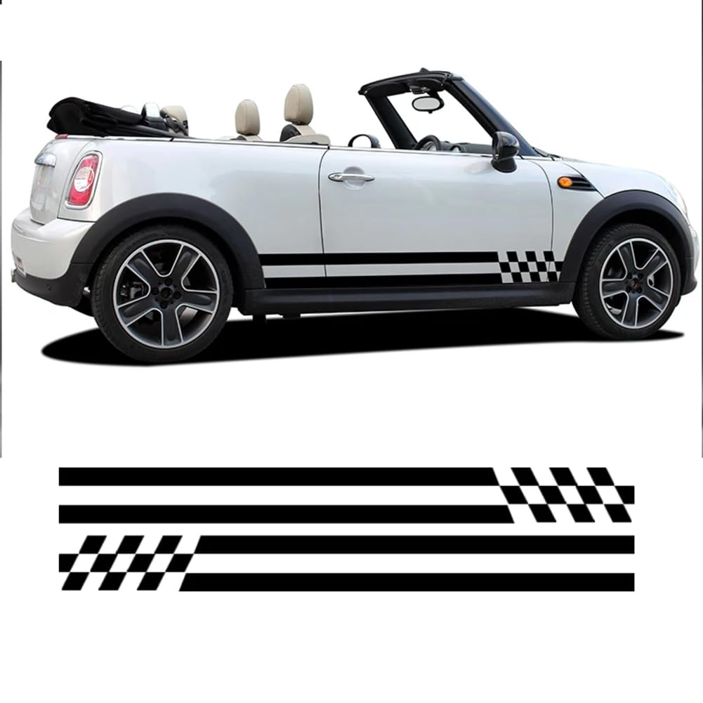 Auto-Styling, Karierter Aufkleber, Türseitenstreifen, Rockaufkleber, für M=INI, für C=ooper S, für einen JCW R50 R52 R53 R56 R57 F55 F56 F57 Zubehör von LBRYVTCE