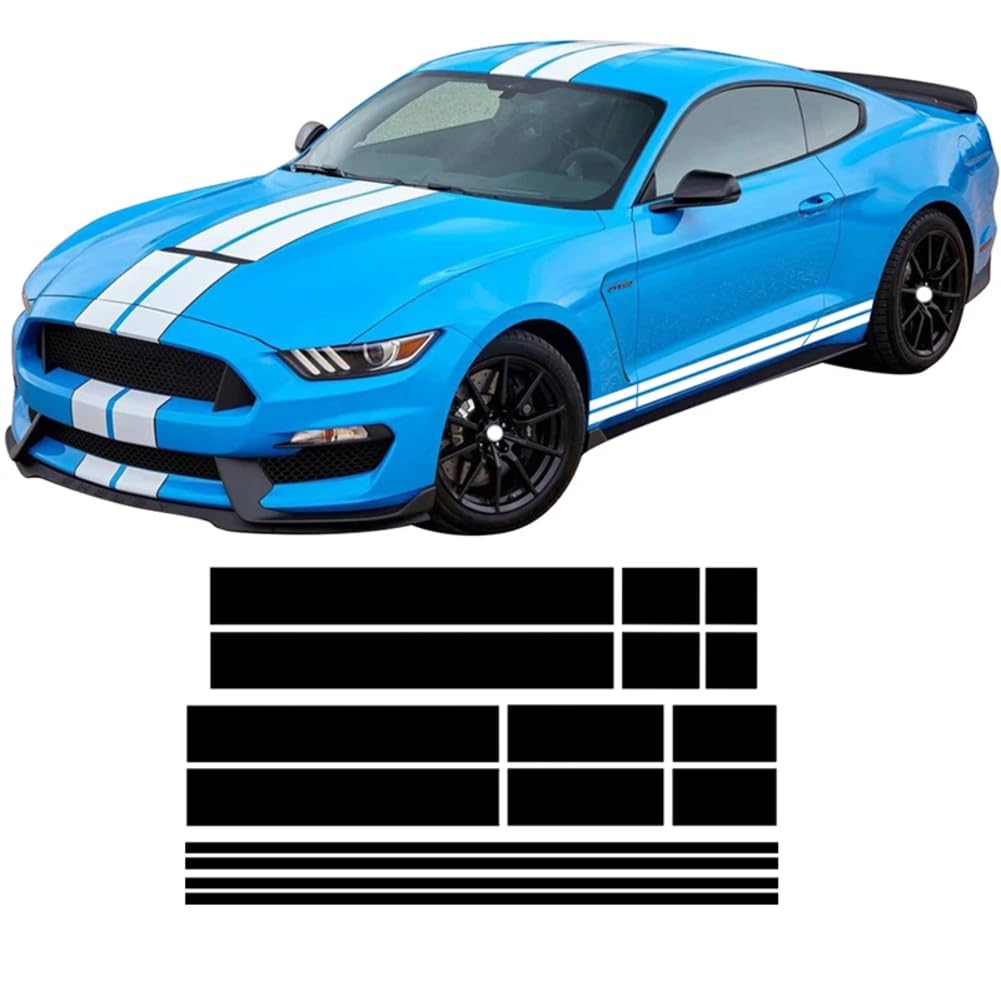 Autohaube, Dach, Kofferraum, Karbonfaser-Vinyl-Aufkleber, Seitenstreifen, Rockaufkleber, für Ford, für GT, für Shelby 500 2015-On Zubehör von LBRYVTCE