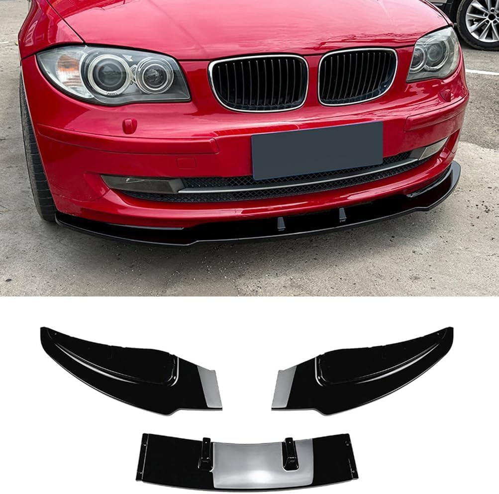 Auto Frontlippe Frontspoiler für BMW 1 Serie E81 E82 E87 E88 LCI Modelo estándar 2008-2011, Frontstoßstange Splitter Lip Diffusor Frontspoiler Protector Kits,A/Glossy Black von LCGAF