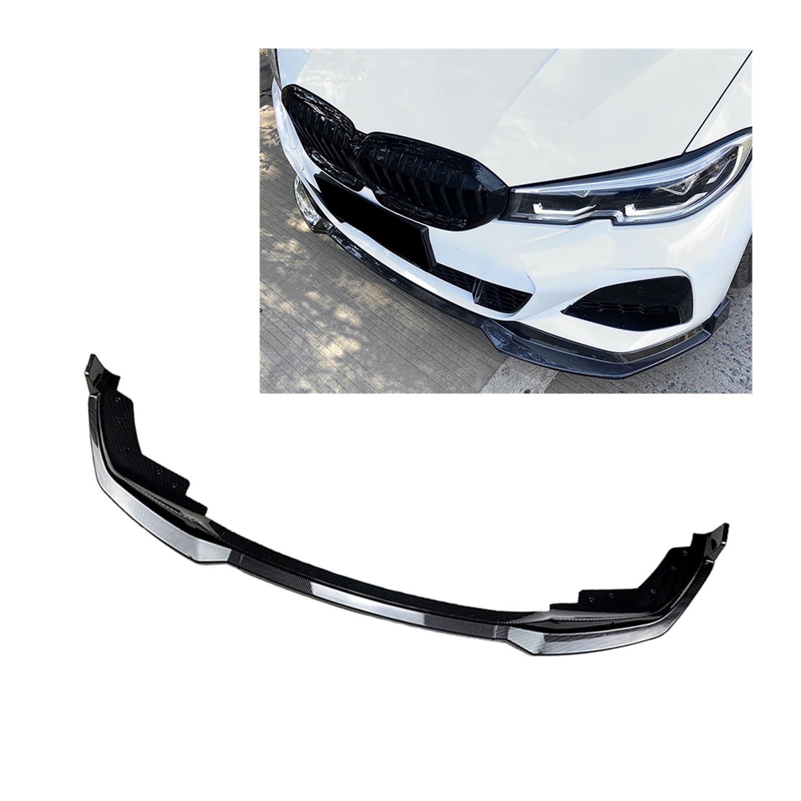 Auto Frontlippe Frontspoiler für BMW Série 3 G20 330d 318i 330e 330i 320i M340i 2019-2022, Frontstoßstange Splitter Lip Diffusor Frontspoiler Protector Kits,A/Carbon Fiber Look von LCGAF