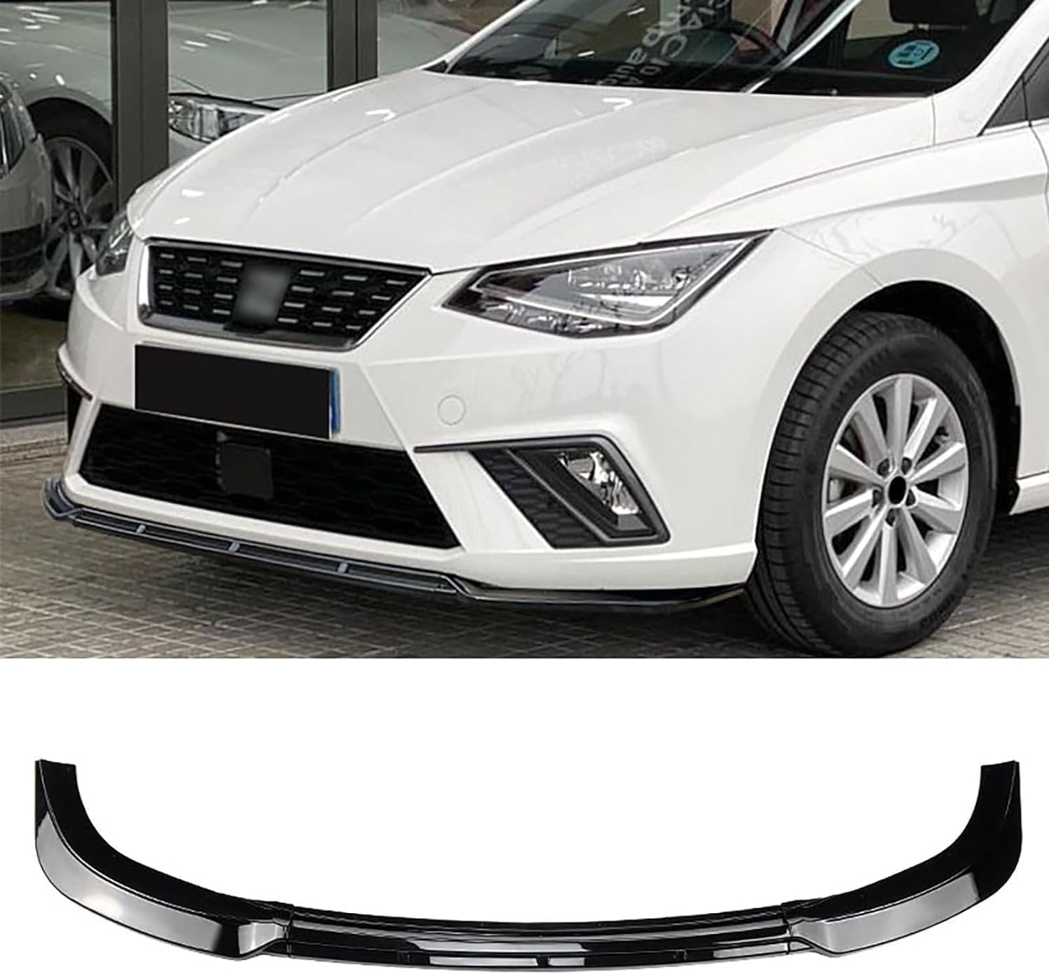 Auto Frontlippe Frontspoiler für SEat Ibiza MK5 FR Standard 2018+, Frontstoßstange Splitter Lip Diffusor Frontspoiler Protector Kits,A/Glossy Black von LCGAF