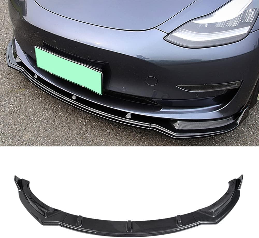 Auto Frontlippe Frontspoiler für Tesla Model 3 2017-2023, Frontstoßstange Splitter Lip Diffusor Frontspoiler Protector Kits,A/Carbon Fiber von LCGAF