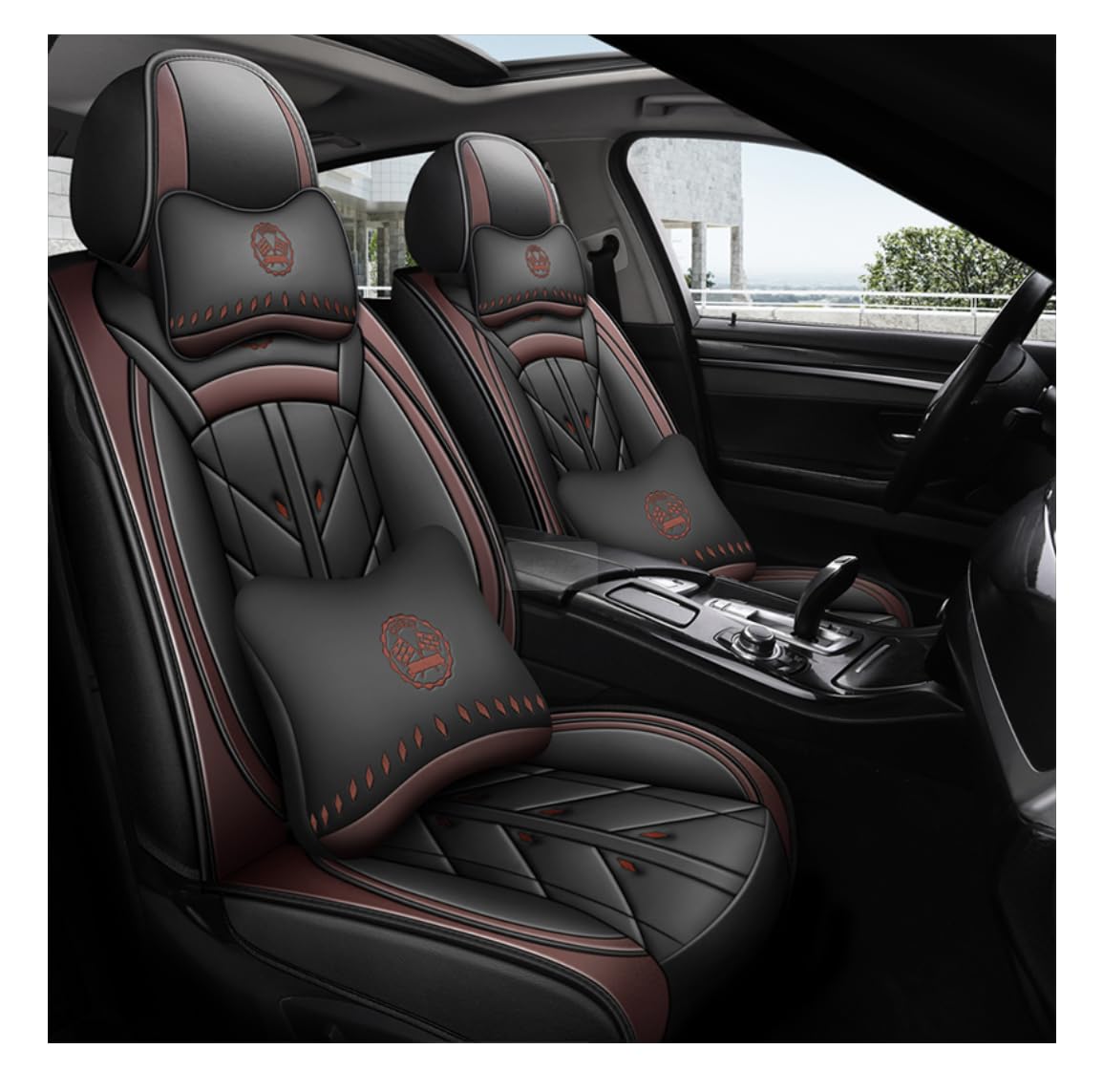 LCLCDZ Autositzbezüge Universal Komplettset für MBZ GLC-Classs Coupe C253 X253 GLK-Klasse X204 Autozubehör, Braun Deluxe von LCLCDZ