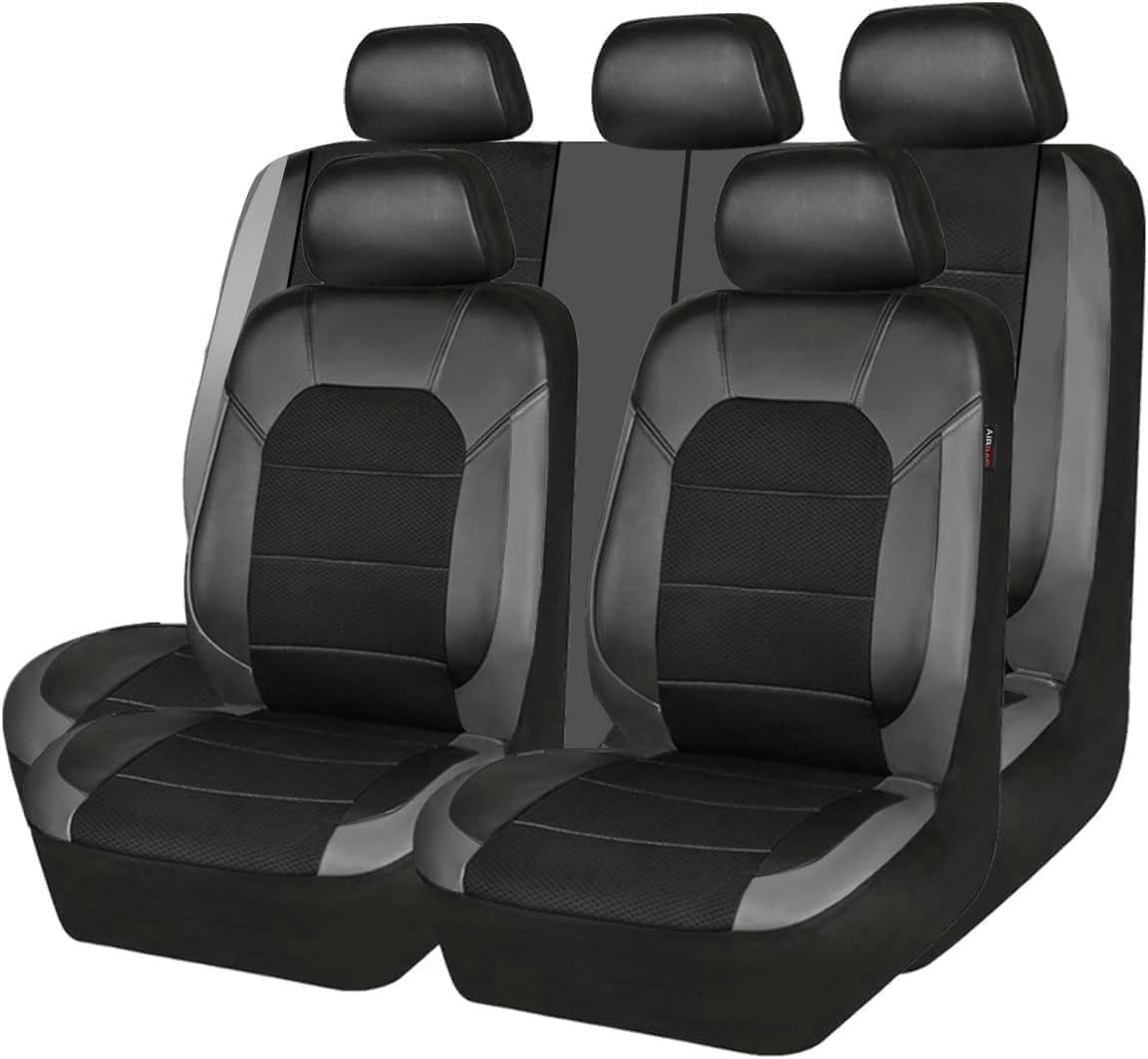 LCLCDZ Sitzbezüge Auto Autositzbezüge Universal Set für Audi A6L R8 Q3 Q5 Q7 S4 Rs Quattro A1 A2 A3 A4 A5 A6 A7 A8 Auto Zubehör,grau von LCLCDZ