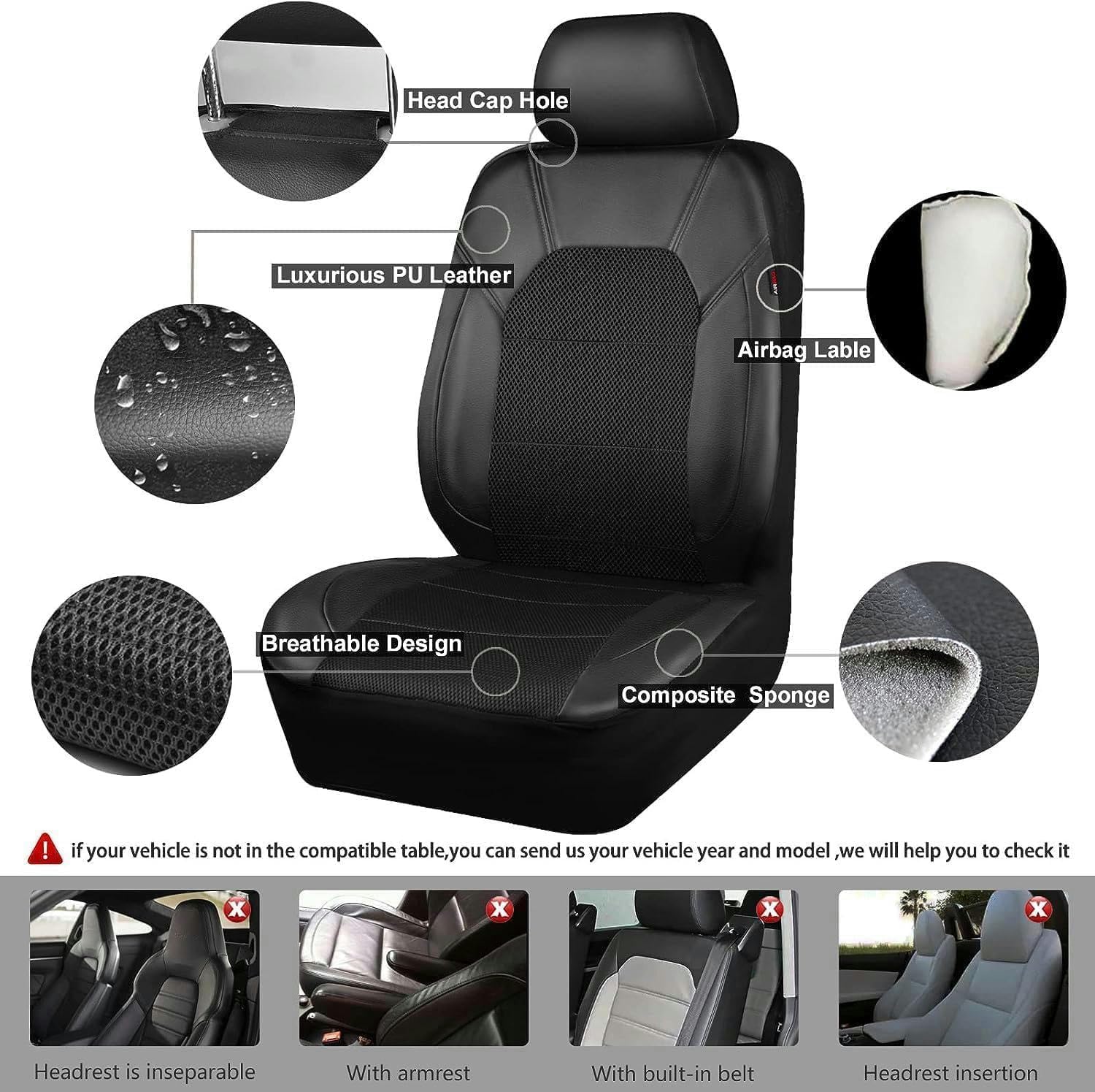 LCLCDZ Sitzbezüge Auto Autositzbezüge Universal Set für FIAT Punto Tipo Palio Sedci Aegea Freemont Fullback Auto Zubehör,Schwarz von LCLCDZ