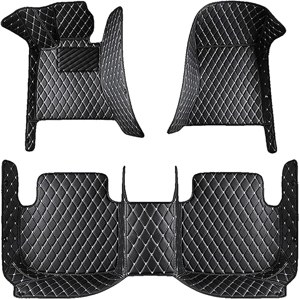 Leder Automatten für Volvo XC40 NE 2021 2022 2023,Auto Leder FußMatten Fußmatten Set All-Inclusive Wasserdichtes AntirutschTragen Innere ZubehöR,D/Black and White von LCLXYC