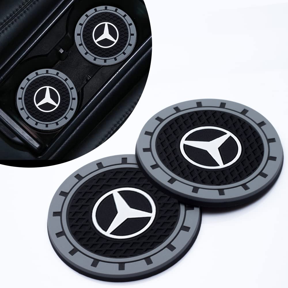 2 Stück Auto Untersetzer für Mercedes Benz C E S M Serie CLK GLK GL AB AMG GLS GLE, Silikon Anti-Rutsch Getränkehalter Auto Untersetzer, Auto Innere Zubehör, 7 cm von LCM IUY