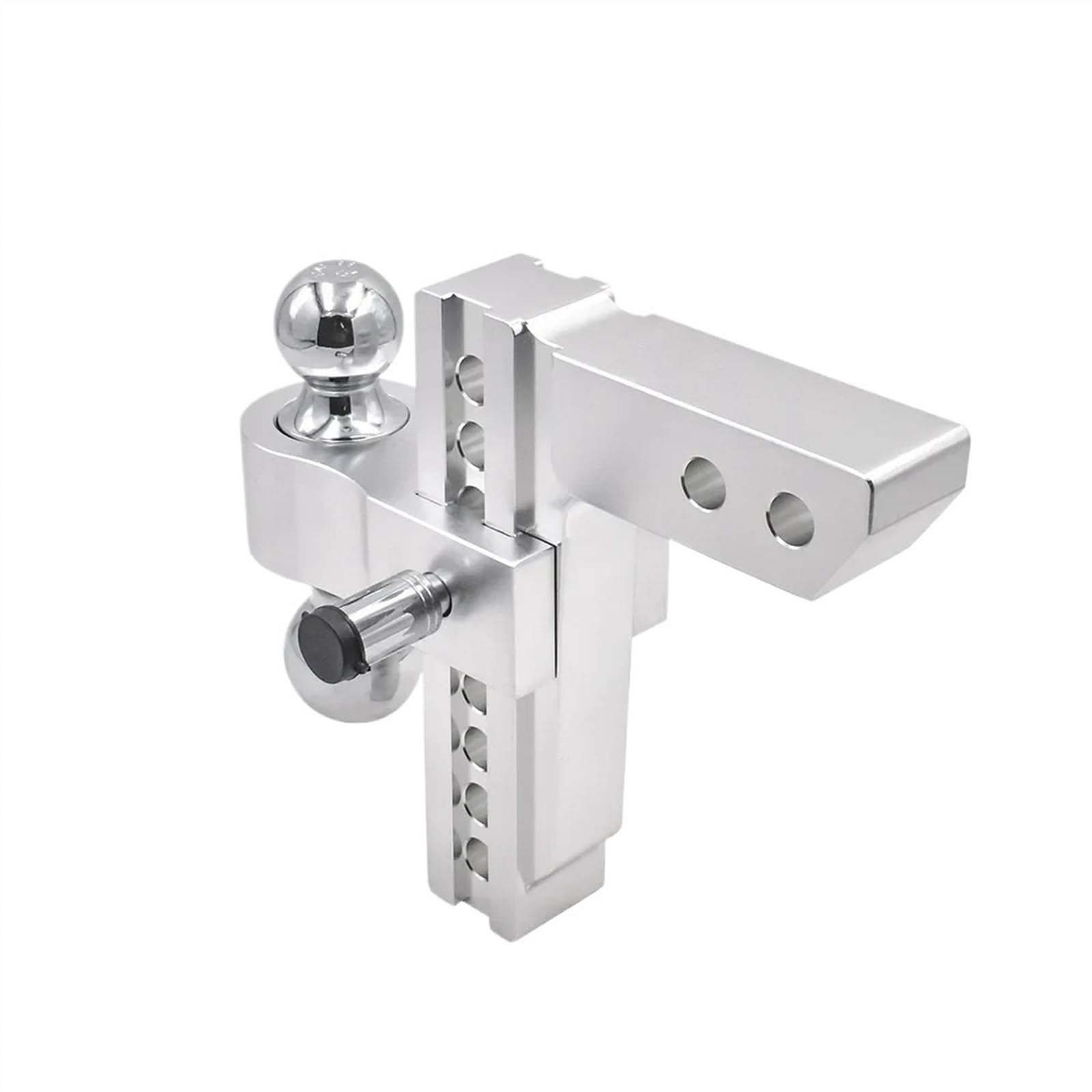 Anhängerschloss Aluminium Legierung Einstellbare Anhänger Hitch Multi-Loch Dual Ball Off-Road Fahrzeug Zubehör Arm Anhängerkupplungskugel(2in Silver) von LCQSYE