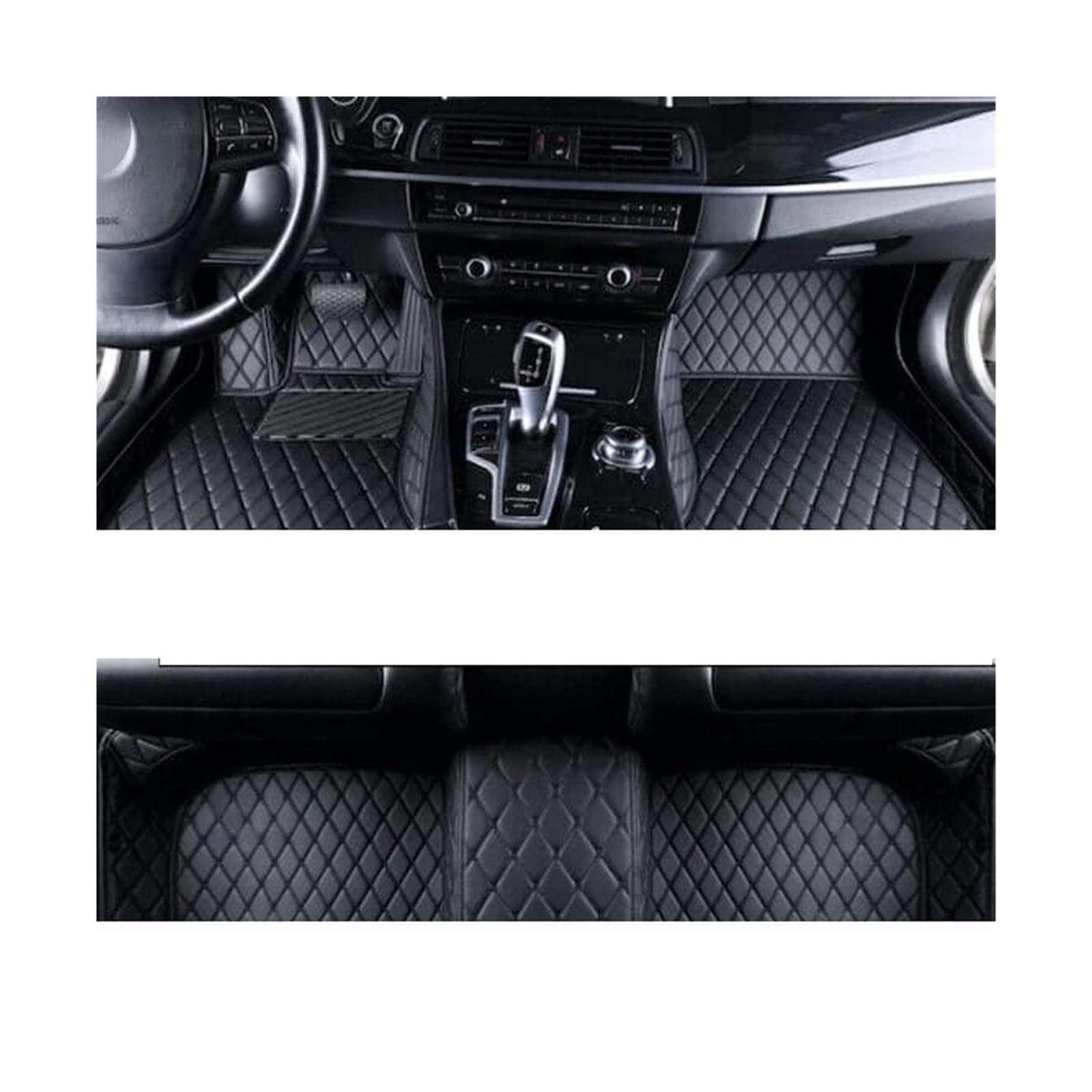 Autofußmatten-Set 3PC Auto Fußmatten FIT Für Audi A6 C6 4F 2004~2011 Teppich Luxus Leder Matte Vollen Satz Langlebig Teppich Antirutschmatte Auto(LHD Black) von LCQSYE