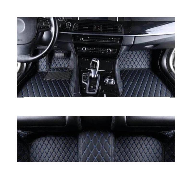 Autofußmatten-Set 3PC Auto Fußmatten FIT Für Audi A6 C6 4F 2004~2011 Teppich Luxus Leder Matte Vollen Satz Langlebig Teppich Antirutschmatte Auto(LHD Black Blue) von LCQSYE