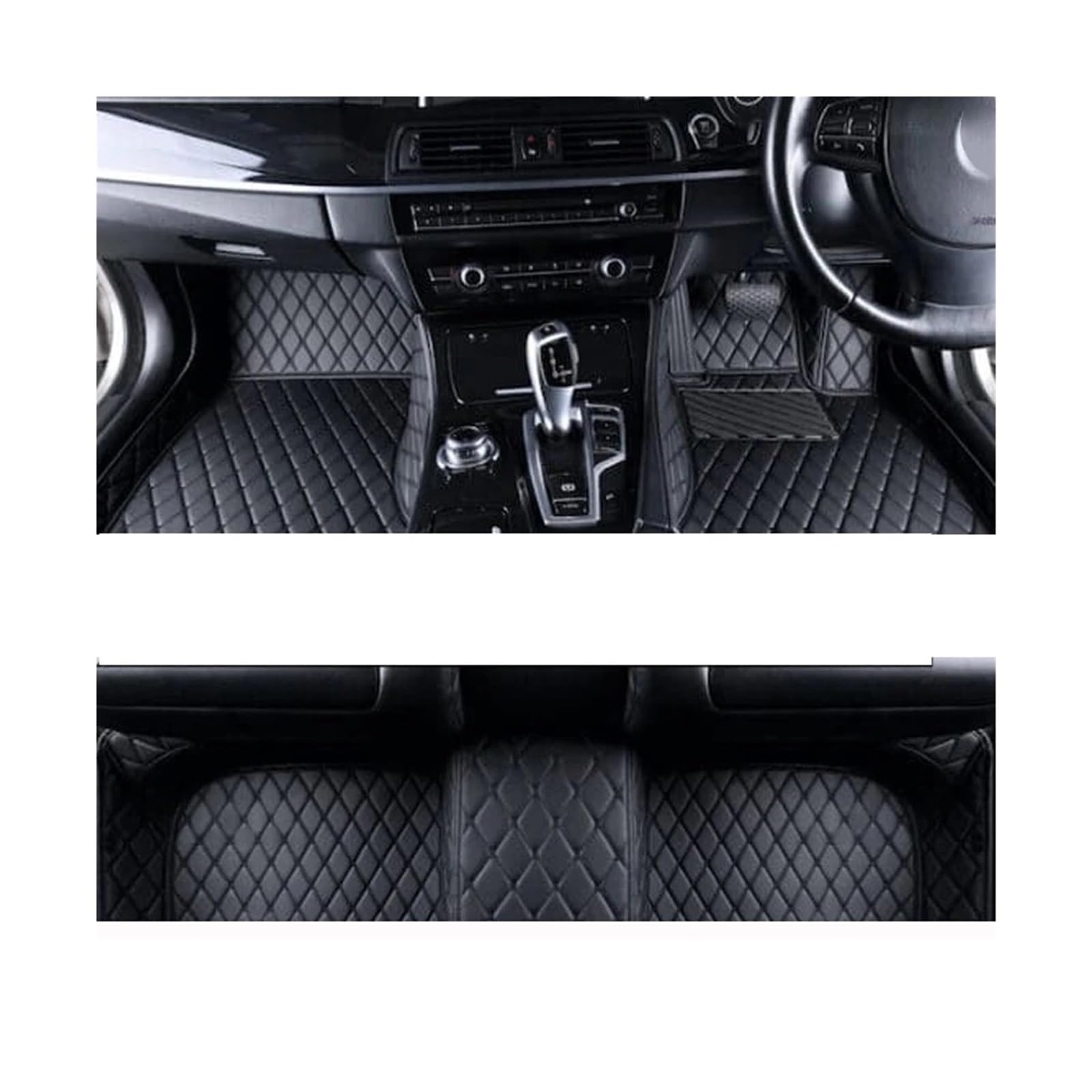 Autofußmatten-Set 3PC Auto Fußmatten FIT Für Audi A6 C6 4F 2004~2011 Teppich Luxus Leder Matte Vollen Satz Langlebig Teppich Antirutschmatte Auto(RHD Black) von LCQSYE