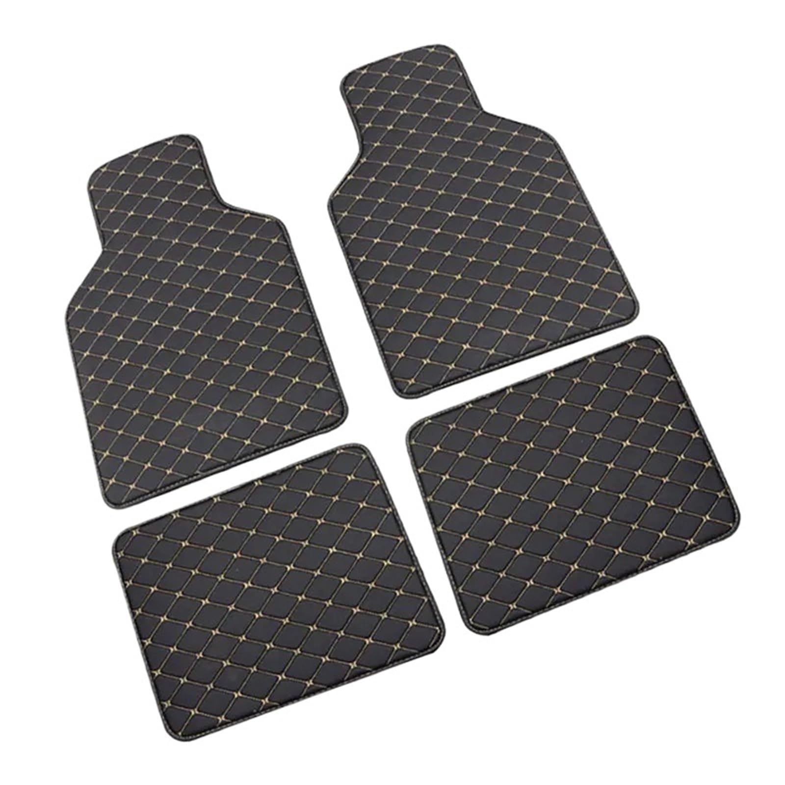 Autofußmatten-Set 4Pcs Auto Fußmatten Wasserdicht Universal Auto Teppich Fuß Pad Vorne/Hinten Full Set Verschleiß-Beständig Antirutschmatte Auto(4pcs Gold line) von LCQSYE