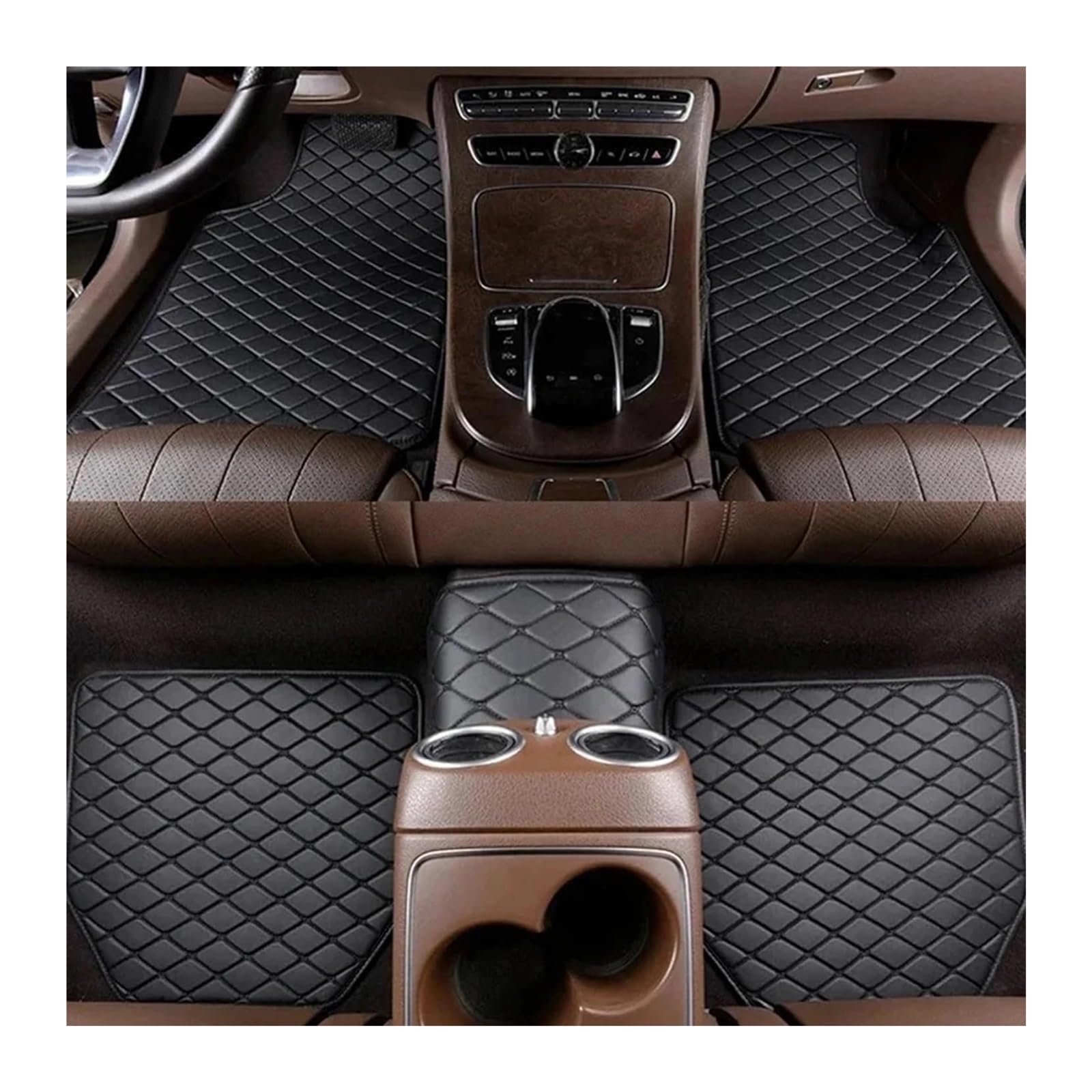 Autofußmatten-Set 5 Pcs wasserdichte Leder Auto Fußmatten Universal Auto Fuß Pad Protector Automobil Innen Teppich Antirutschmatte Auto(Black) von LCQSYE