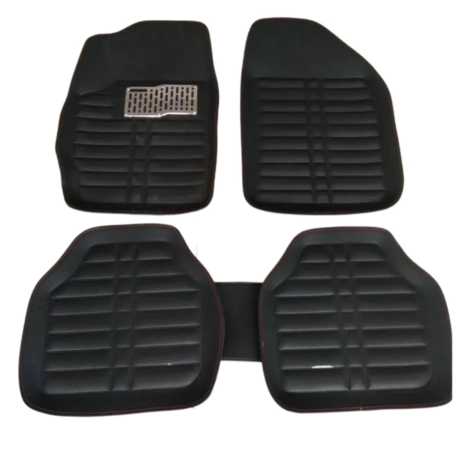 Autofußmatten-Set 5 stücke Sauber wasserdichte Auto Fuß Pad Universelle wasserdichte PU Langlebig Auto Fußmatten Auto Innen Zubehör Antirutschmatte Auto(Black-5pcs) von LCQSYE