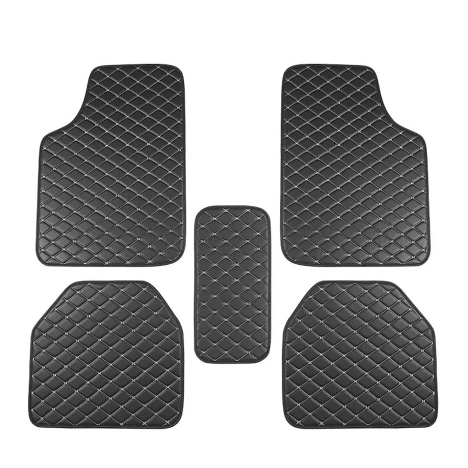 Autofußmatten-Set 5Pcs Auto Fußmatten PU Leder Wasserdicht Auto Fuß Pad Protector Pads Mode Universal Antirutschmatte Auto(Black Beige-5pcs) von LCQSYE