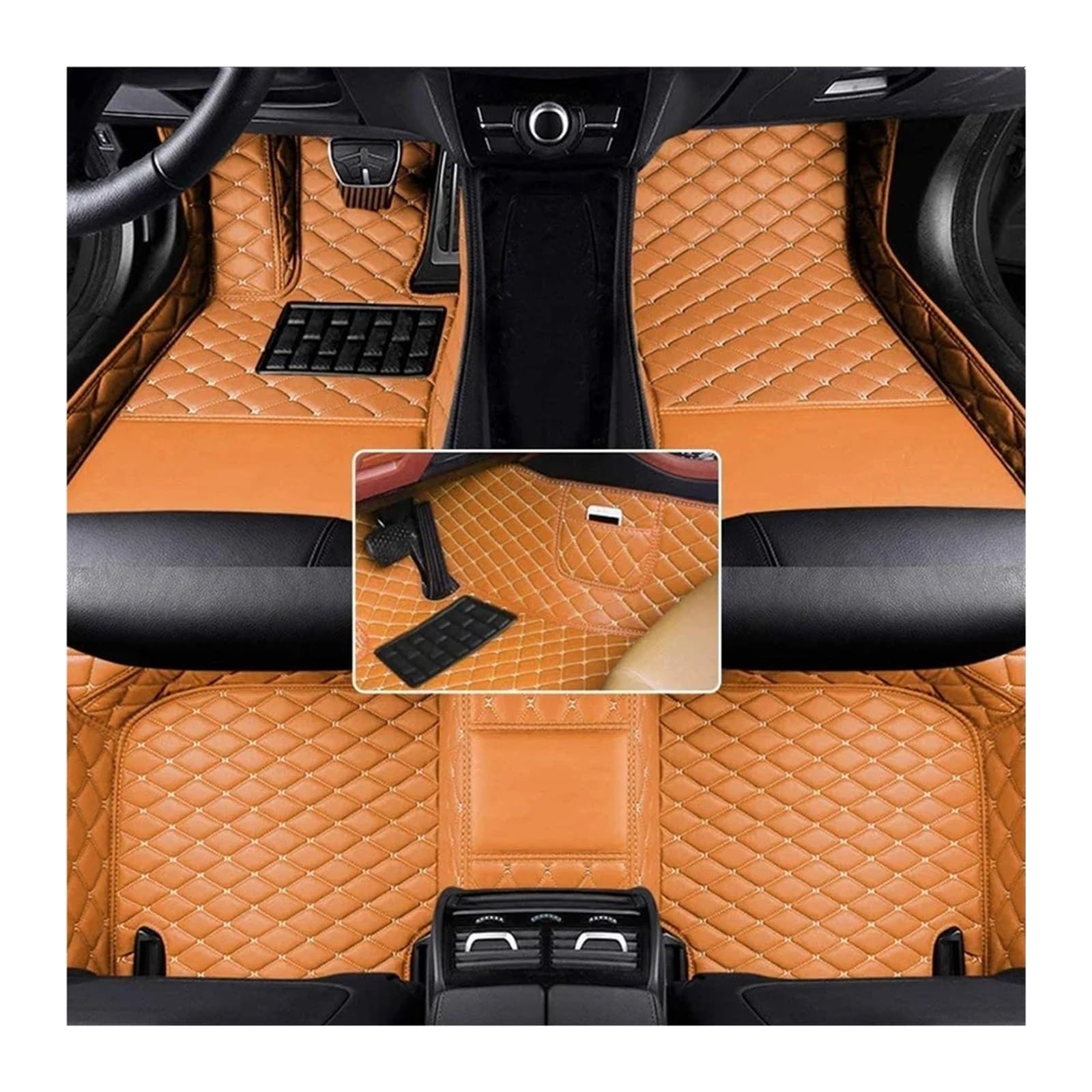 Autofußmatten-Set Allwetter-Leder-Auto-Fußmatten passend für BMW Z4 E85 E86 E89 G29 Auto-Teppiche Fußboden-Liner Zubehör Antirutschmatte Auto(Brown,2009-2018 E89) von LCQSYE