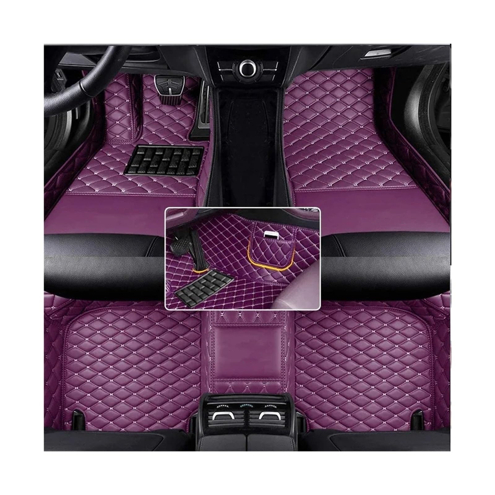 Autofußmatten-Set Allwetter-Leder-Auto-Fußmatten passend für BMW Z4 E85 E86 E89 G29 Auto-Teppiche Fußboden-Liner Zubehör Antirutschmatte Auto(Purple,2002-2008 E85 E86) von LCQSYE