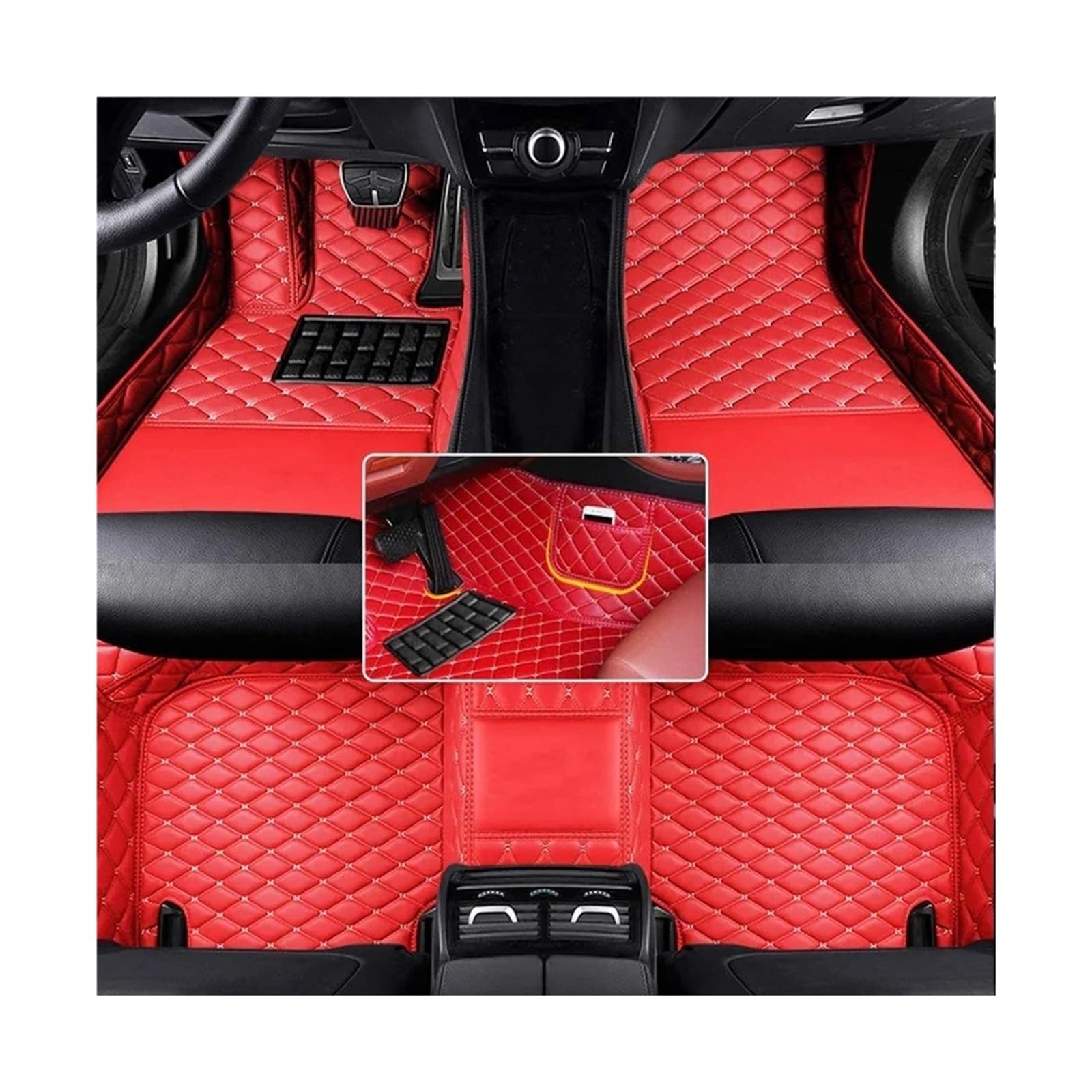 Autofußmatten-Set Allwetter-Leder-Auto-Fußmatten passend für BMW Z4 E85 E86 E89 G29 Auto-Teppiche Fußboden-Liner Zubehör Antirutschmatte Auto(Red,2002-2008 E85 E86) von LCQSYE