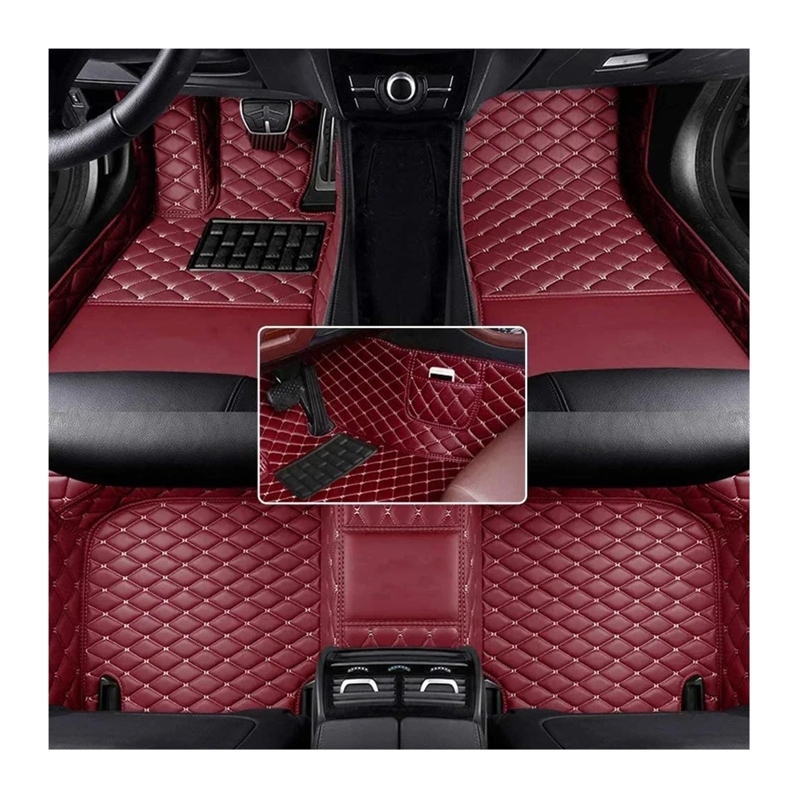 Autofußmatten-Set Allwetter-Leder-Auto-Fußmatten passend für BMW Z4 E85 E86 E89 G29 Auto-Teppiche Fußboden-Liner Zubehör Antirutschmatte Auto(Wine red,2009-2018 E89) von LCQSYE