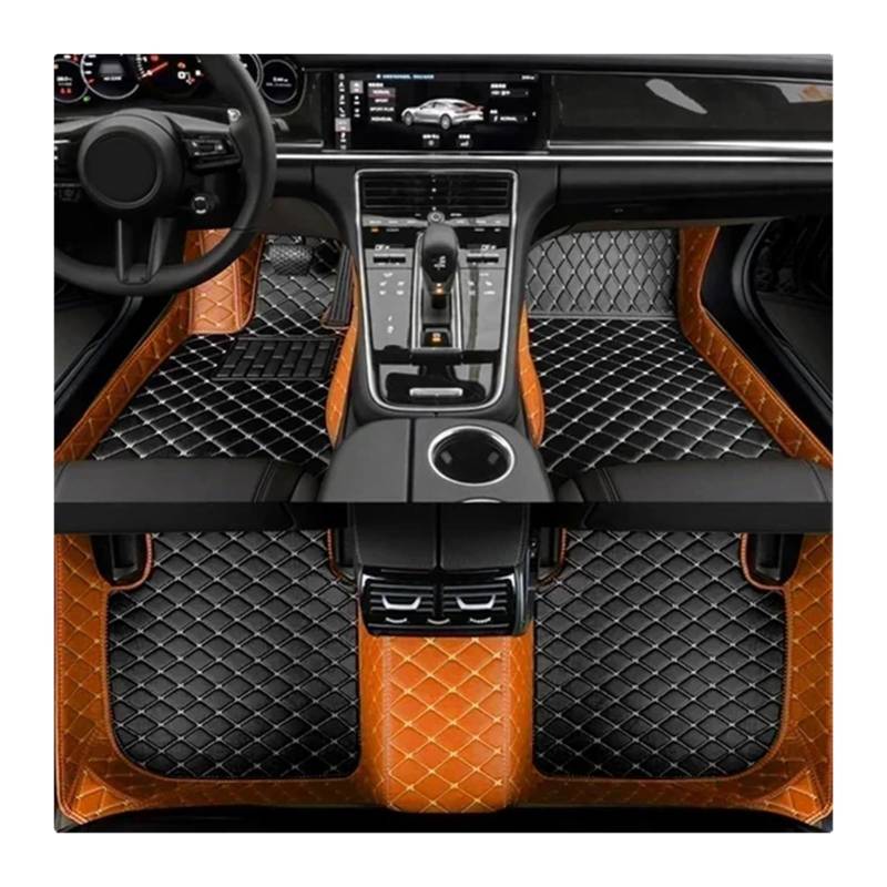 Autofußmatten-Set Angepasst Spleißfarbe Auto Bodenmatte Fit Für Lexus CT CT200h ES ES300H ES350 ES Hybrid 2006-2024 Innen Antirutschmatte Auto(Black orange,18-24) von LCQSYE