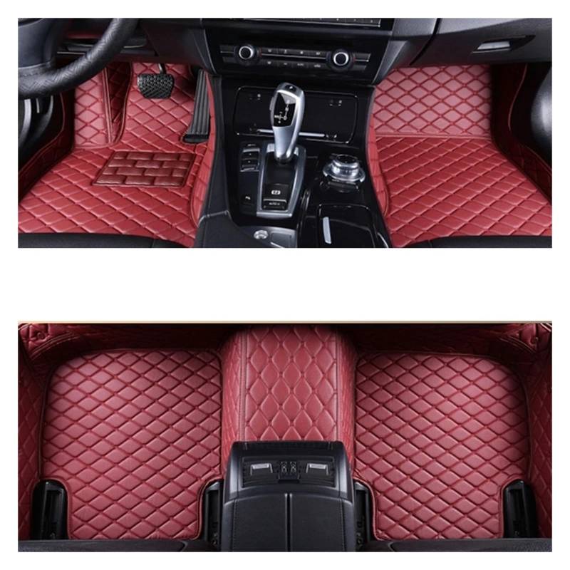 Autofußmatten-Set Anpassung Auto Fußmatten Pedal Pads Spezielle Künstliche Leder Teppich Für KIA Sportage 2 3 4 5 2004-2023 Antirutschmatte Auto(Wine red,2023 Hybrid) von LCQSYE