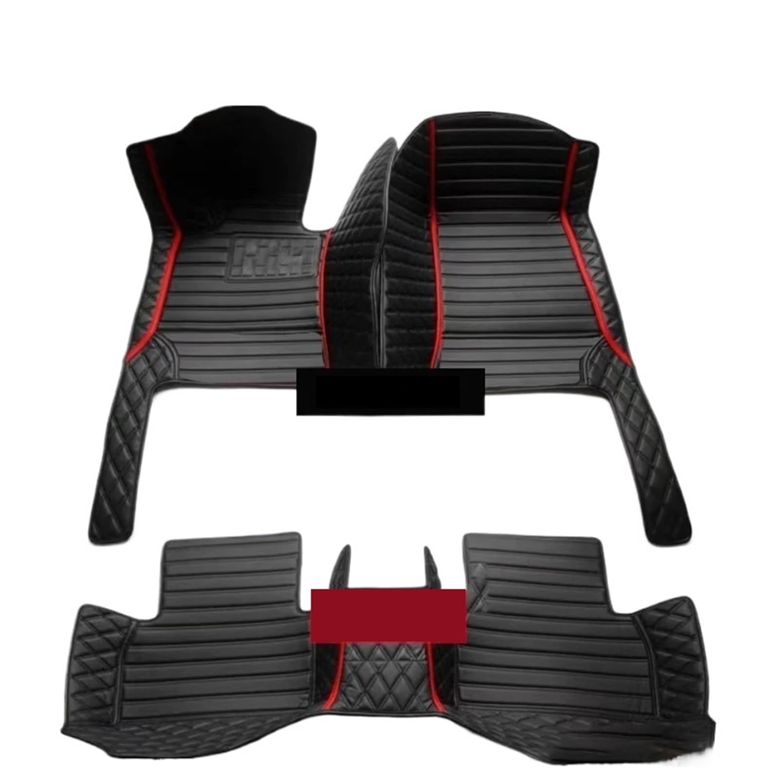 Autofußmatten-Set Auto-Bodenmatte für Volvo XC90 MK1 2002~2014 7-Sitzer, schmutzabweisende Ledermatte, Autozubehör, Innenteil Antirutschmatte Auto(Red,Left Hand Drive) von LCQSYE