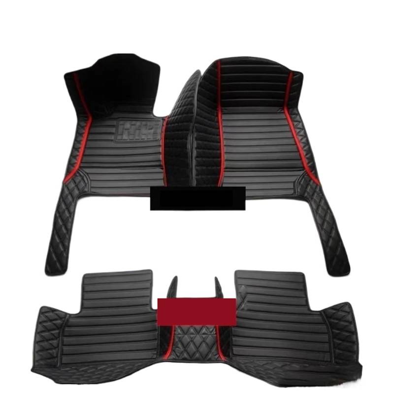 Autofußmatten-Set Auto-Bodenmatte für Volvo XC90 MK1 2002~2014 7-Sitzer, schmutzabweisende Ledermatte, Autozubehör, Innenteil Antirutschmatte Auto(Red,Right Hand Drive) von LCQSYE