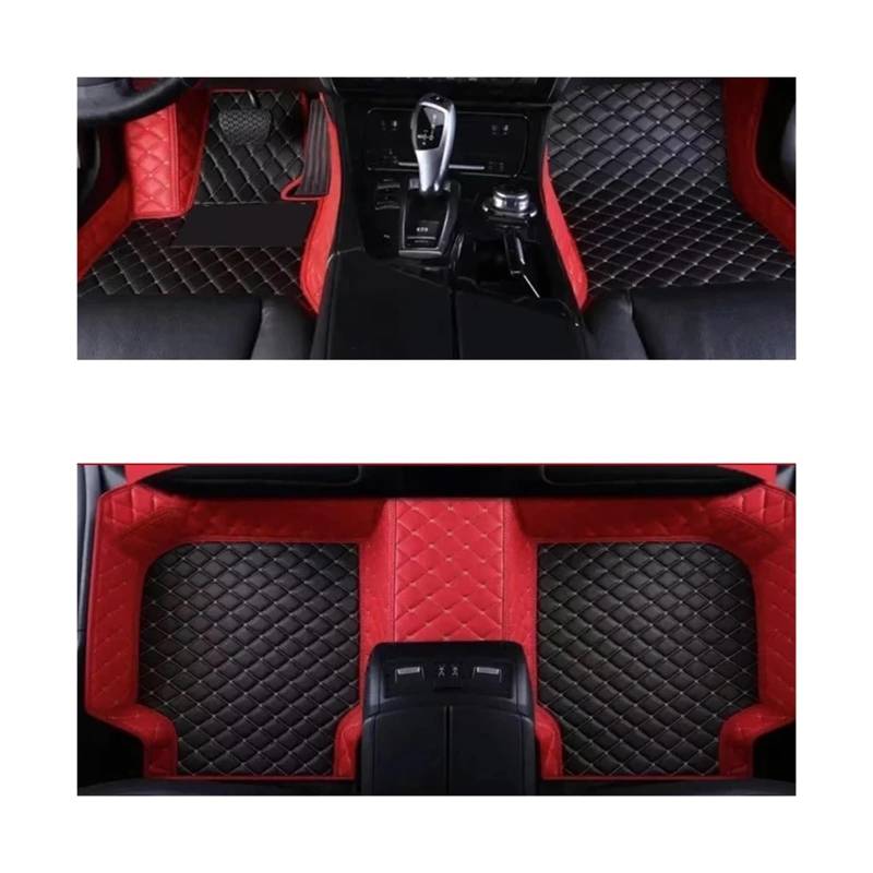 Autofußmatten-Set Auto-Bodenmatte für Volvo XC90 MK1 2002~2014 7-Sitzer, schmutzabweisende Ledermatte, Autozubehör, Innenteil Antirutschmatte Auto(Red Black,Left Hand Drive) von LCQSYE