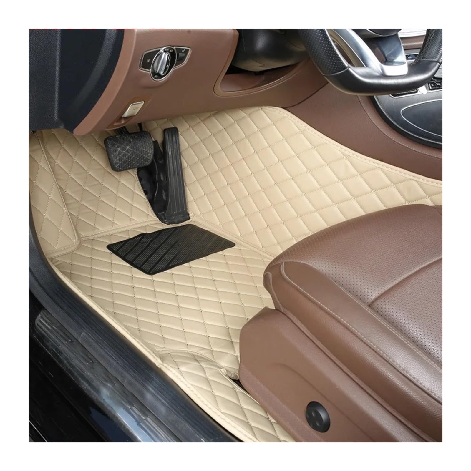 Autofußmatten-Set Auto-Bodenmatten für Audi A4 B8 2008 2009 2010 2011 2012 2013 2014 2015 2016, individuell gestaltetes Luxus-PU-Leder Antirutschmatte Auto(Driver-Beige) von LCQSYE