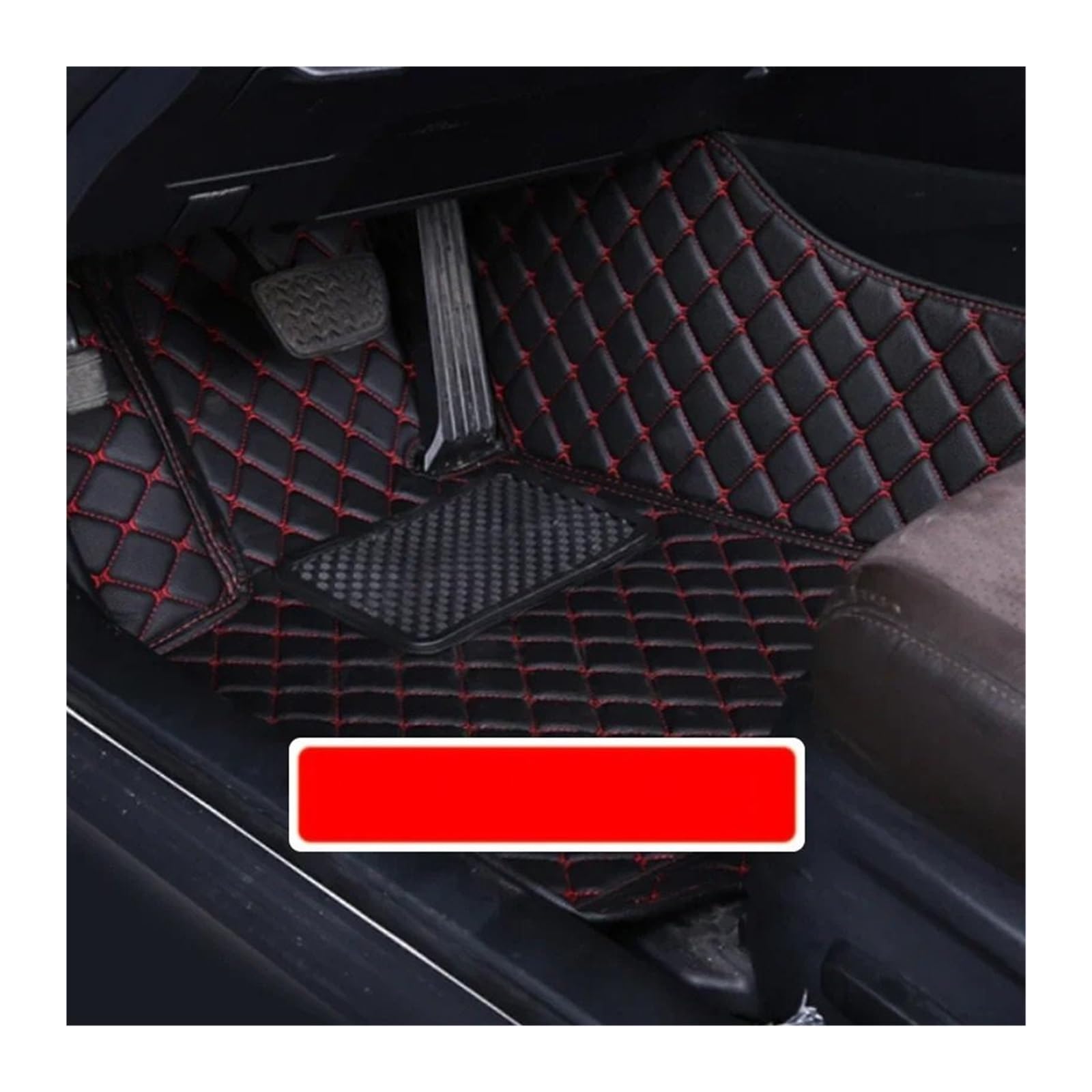 Autofußmatten-Set Auto Leder Teppiche FIT Für Audi Q3 8U 2018 2017 2016 2015 2014 2013 2012 Auto Fußmatten Zubehör Dekoration Antirutschmatte Auto(Front 1pcs Black red) von LCQSYE