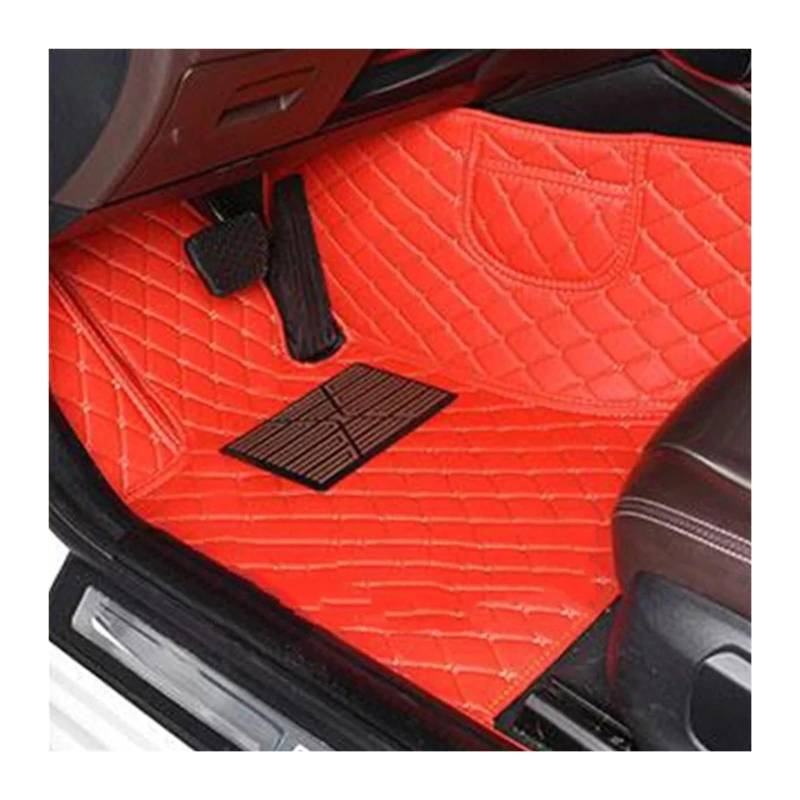 Autofußmatten-Set Auto Leder Teppiche FIT Für Audi Q3 8U 2018 2017 2016 2015 2014 2013 2012 Auto Fußmatten Zubehör Dekoration Antirutschmatte Auto(Front 1pcs red) von LCQSYE